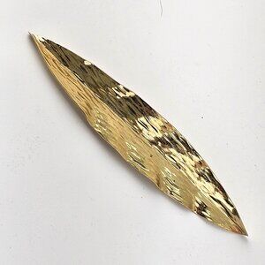 Vintage Signed Napier 4.5" Gold Plated Hammered Leaf Statement Pin Brooch